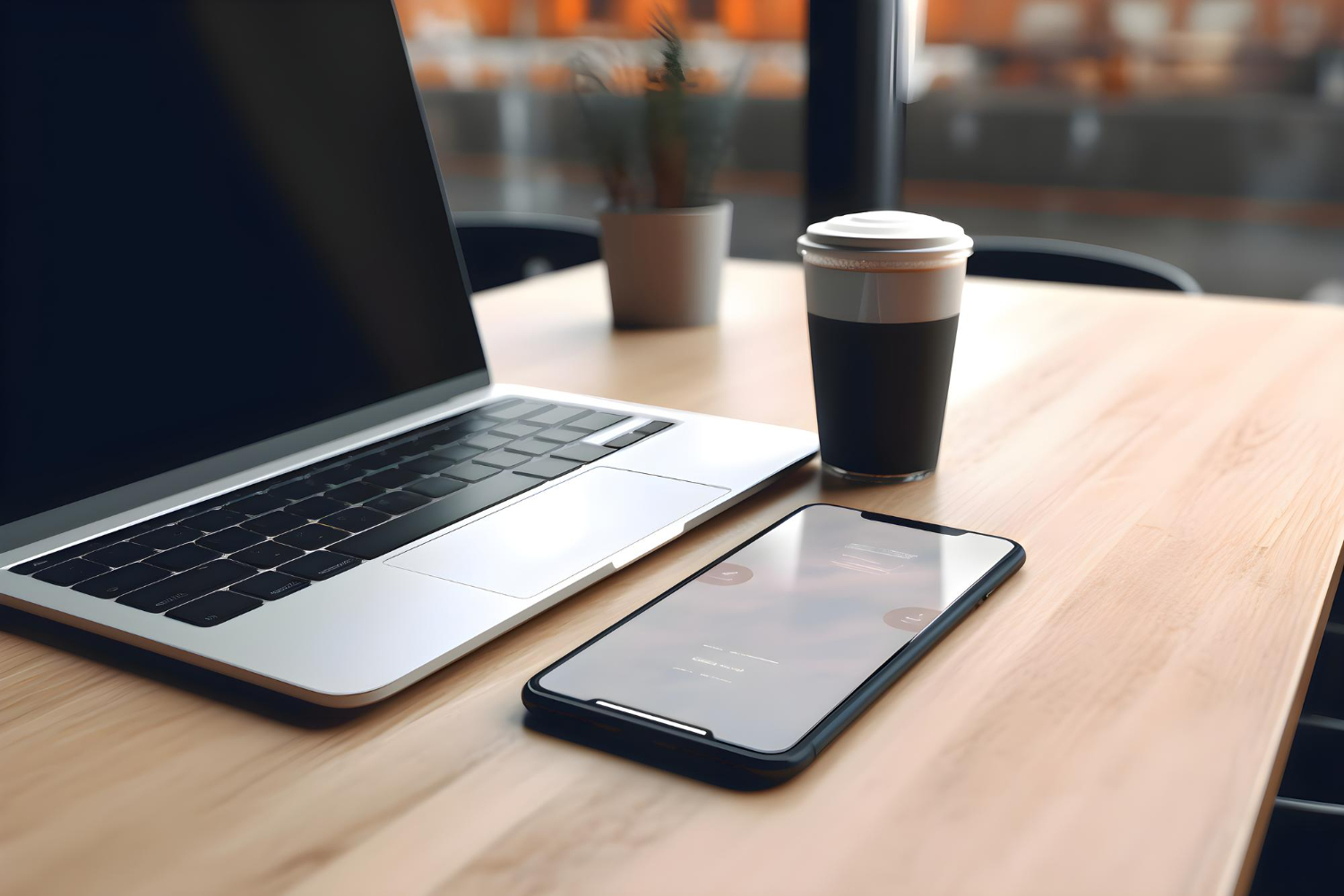 Laptop and mobile workspace prepared for a consulting session